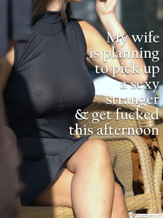 hotwife cuckold wife exposed cheating captions hotwife caption braless milf in black dress in public