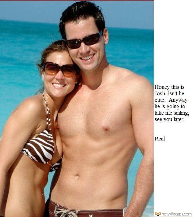 hotwife cuckold hotwife caption cougar with sunglasses on vacation with her lover