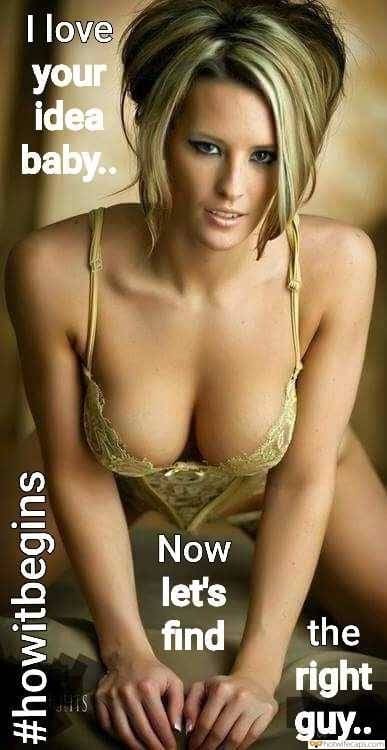 Sexy Memes hotwife caption: I love your idea baby.. Now let’s find the right guy.. #howitbegins Exotic Blonde in Yellow Lingerie Craves Something Hard