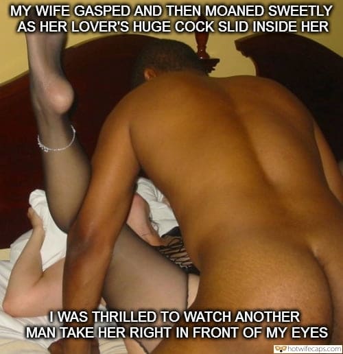 Wife Sharing Bigger Cock Anklet hotwife caption: MY WIFE GASPED AND THEN MOANED SWEETLY AS HER LOVER’S HUGE COCK SLID INSIDE HER I WAS THRILLED TO WATCH ANOTHER MAN TAKE HER RIGHT IN FRONT OF MY EYES Watching Slut Fucking With Anklet on Her Leg
