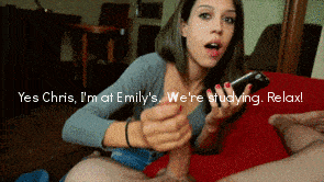 Handjob Gifs Cheating Blowjob Bigger Cock hotwife caption: Yes Chris, I’m at Emily’s We’re studying. Relax!singapore porn captions Wife Pleasing Cock While Talking to Hubby on Phone