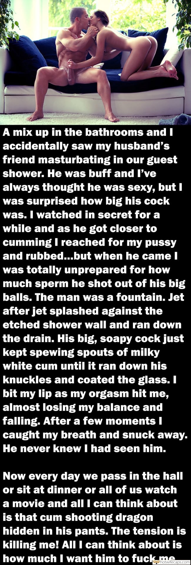 cuckold stories hotwife caption strong dude receives hot handjob from his sexy slut