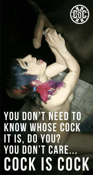 Gifs Blowjob Bigger Cock hotwife caption: (Coc YOU DON’T NEED TO KNOW WHOSE COCK IT IS, DO YOU? YOU DON’T CARE… COCK IS COCK Horny Sinner Licking Bbc Through Gloryhole