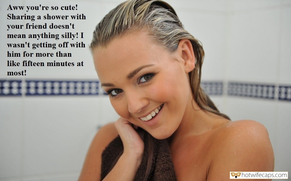 wifesharing hotwife cuckold friends hotwife caption Wife feels happy after sharing shower with my friend
