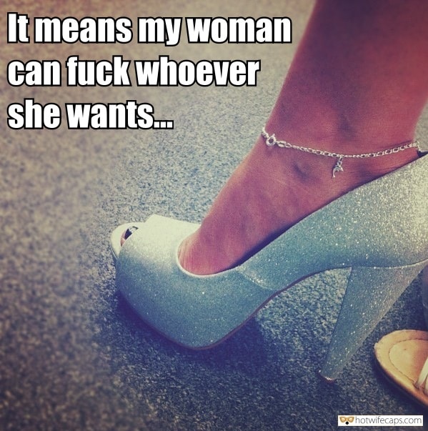 Sexy Memes Anklet hotwife caption: It means my woman can fuck whoever she wants. mom feet worship caption High Heel and Feet Jewelry Teels a Lot About Her