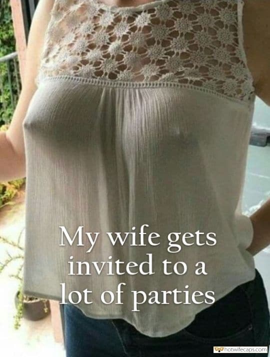 hotwife cuckold wife flashing hotwife caption my wifes nipples are always popped oud