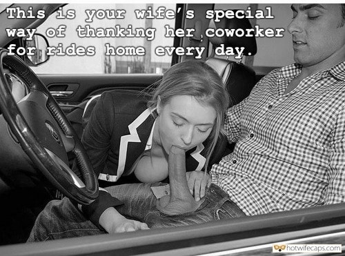 Public Cheating Boss Blowjob hotwife caption: This is your wife’s special way of thanking her coworker for rides home every day. wife slut boss Your Wife Is Started to Be Late From Work These Days