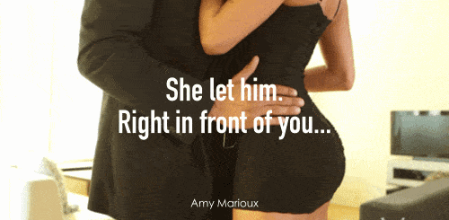 Gifs hotwife caption: She let him. Right in front of you. Amy Marioux Hot Wife in Sexy Black Outfit