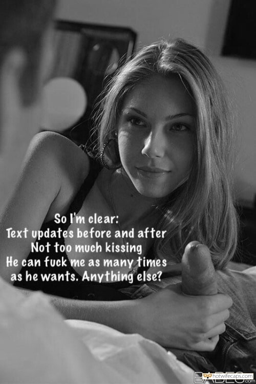 My Favorite hotwife caption: So l’m clear: Text updates before and after Not too much kissing He can fuck me as many times as he wants. Anything else? BABES.com hubby watches wife get creampied Husband Dont Mind Sharing Her Slutwife
