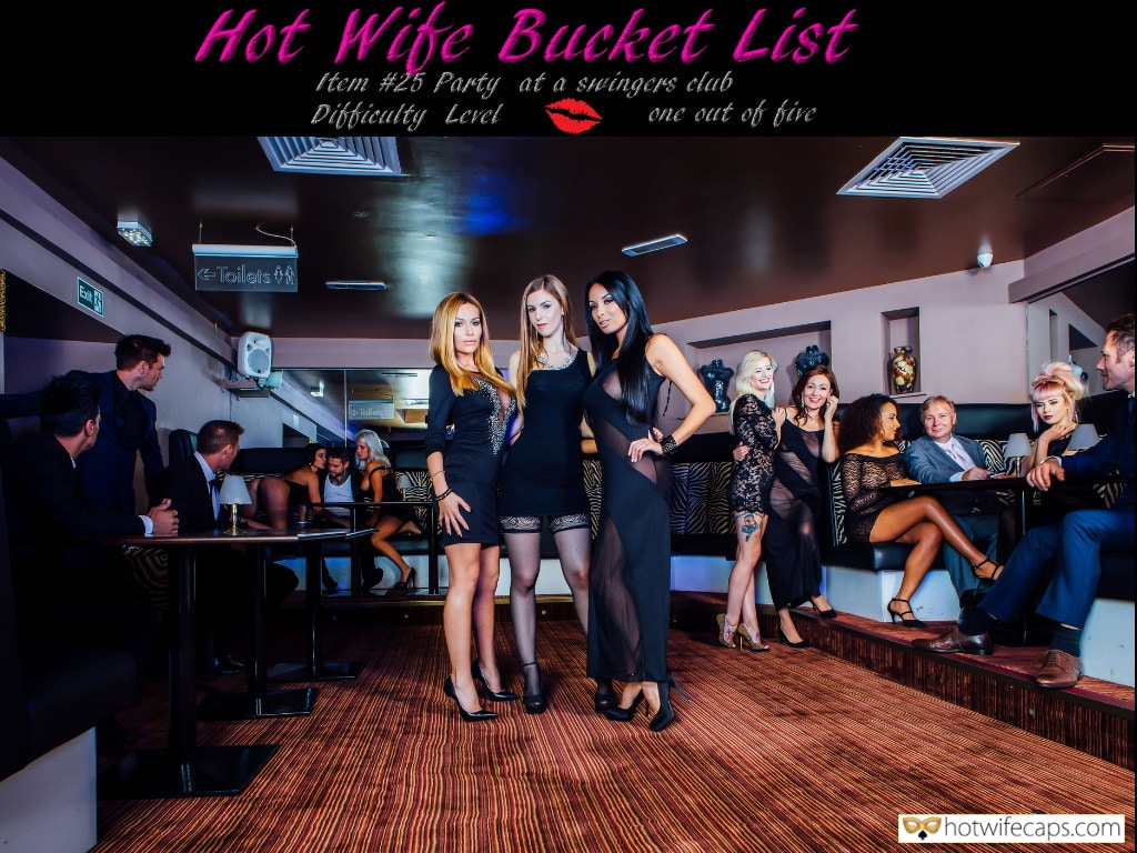 Sexy Memes Challenges and Rules hotwife caption: Hot Wife Bucket List Item #25 Party at a swingers elub Difficulty Level one out of five Toilets She Loves and Enjoys Meeting Strangers