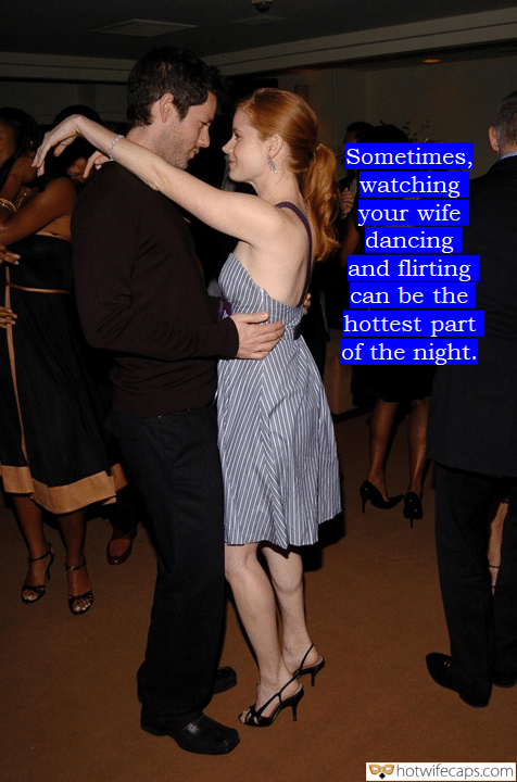 Sexy Memes Public Cheating Bully Bull hotwife caption: Sometimes, watching your wife dancing and flirting can be the hottest part of the night. Red Haired Girl Dancing With a Guy