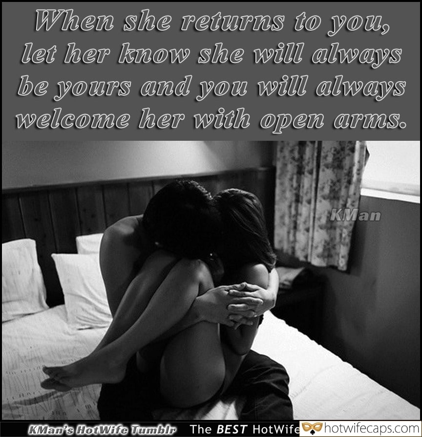 Wife Sharing Vacation Cuckold Cleanup Cheating hotwife caption: When she returns to you, let her know she will always be yours and you will always welcome her with open arms. Hotwife in the Arms of Her Husband
