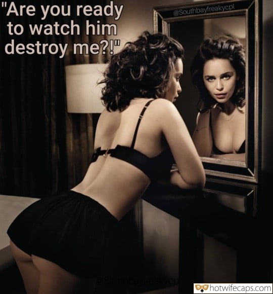 hotwife cuckold pussy licking cheating captions cuckold bully cuckold bull hotwife caption brunette admires her reflection in the mirror
