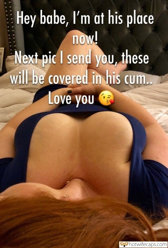 Sexy Memes Cum Slut Cuckold Cleanup Creampie Cheating Bull hotwife caption: Hey babe, I’m at his place now! The next pic I send you, these will be covered in his cum… Love you Gorgeous Boobs Under a Blue Dress