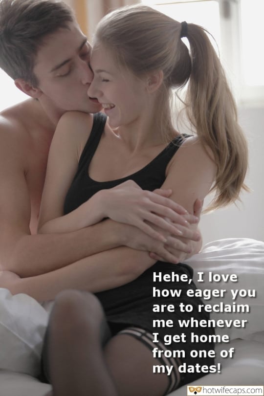 Wife Sharing Sexy Memes Cuckold Cleanup Cheating Bully Bull hotwife caption: Hehe, I love how eager you are to reclaim me whenever I get home from one of my dates! Guy Caresses a Beautiful Young Wifey