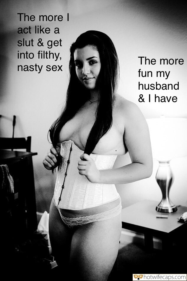 Sexy Memes Flashing Cheating hotwife caption: The more I act like a slut & get into filthy, nasty sex The more fun my husband & I have Beautiful Brunette With Naked Breasts