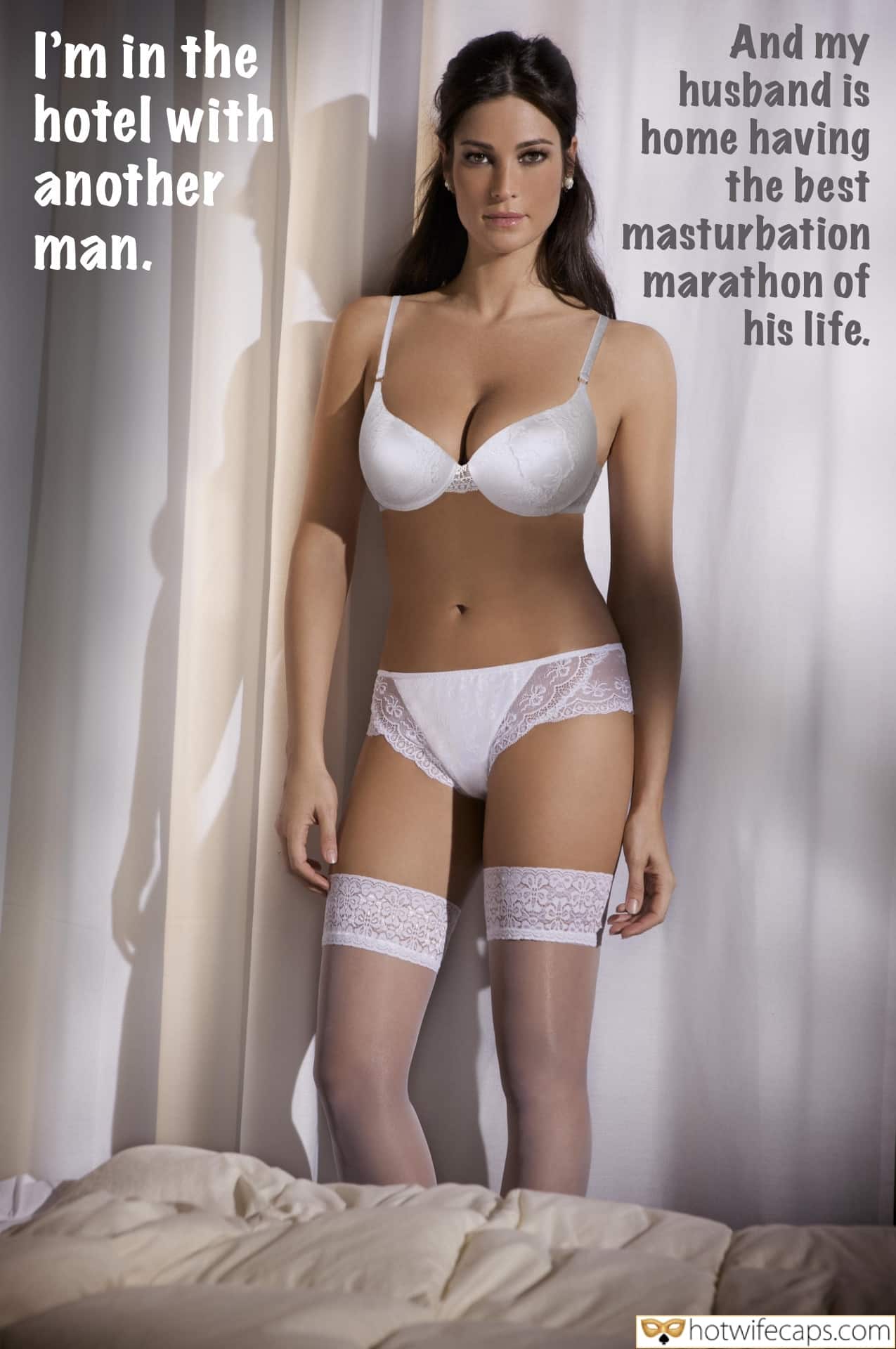 Wife Sharing Vacation Sexy Memes Masturbation hotwife caption: I’m in the hotel with another man. And my husband is home having the best masturbation marathon of his life. Mature Wife in White Underwear
