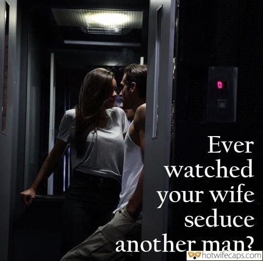 Cuckold Cleanup Cheating Bull Boss hotwife caption: Ever watched your wife seduce another man? Hw Slut in Elevator With Man