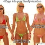 Hotwife and Slutty Daughters in the Sluttiest Bikinis on the Beach