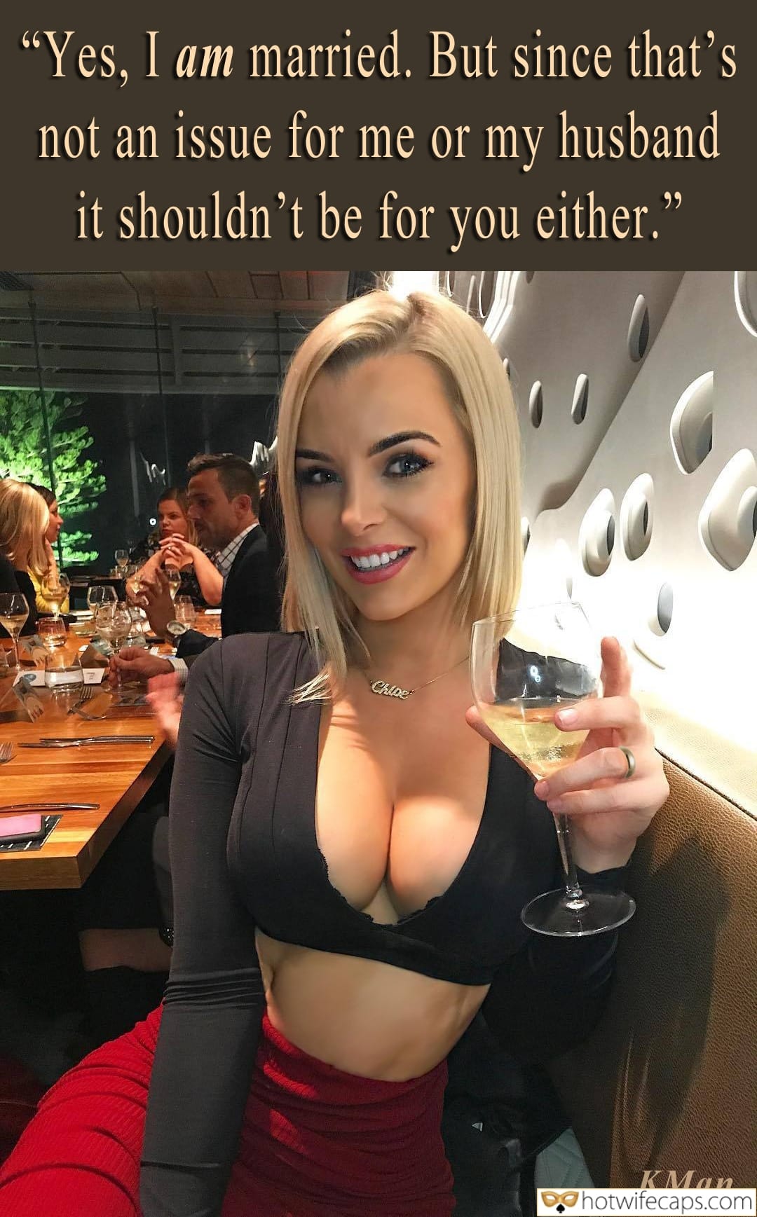 Sexy Memes Cuckold Cleanup Cheating Bully Bull Boss hotwife caption: “Yes, I am married. But since that’s not an issue for me or my husband it shouldn’t be for you either.” Sexy Wife Drinks a Lot