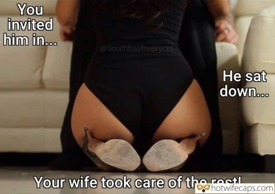 Sexy Memes It's too big Bull Boss Blowjob Bigger Cock hotwife caption: You invited him in… He sat down… Your wife took care of the rest! Sw on Her Knees Between Bulls Legs