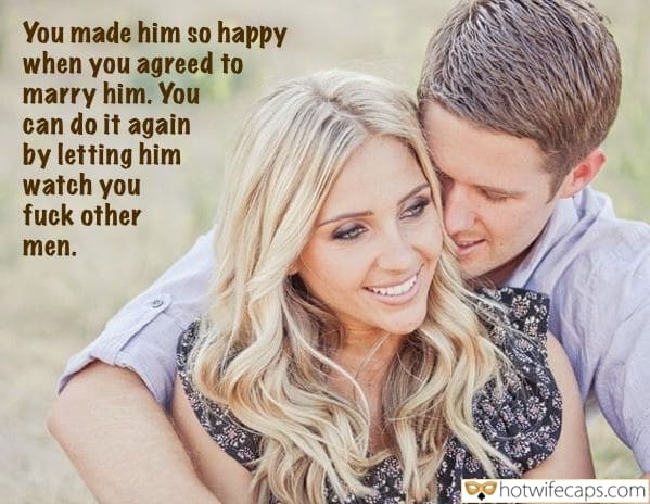 Sexy Memes Cuckold Cleanup Cheating Bull hotwife caption: You made him so happy when you agreed to marry him. You can do it again by letting him watch you fuck other men. Sexy Wife With Her Husband