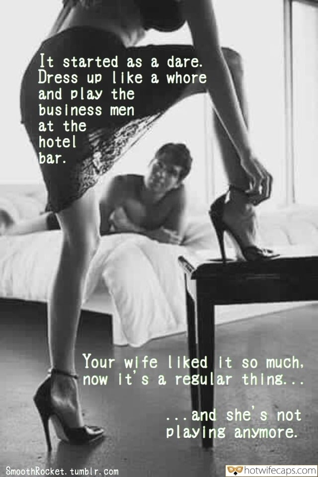 Sexy Memes Cuckold Cleanup Cheating hotwife caption: It started as a dare. Dress up like a whore and play the businessmen at the hotel bar. Your wife liked it so much, now it’s a regular thing… and she’s not playing anymore. hubby wait home wife bull cuckold...