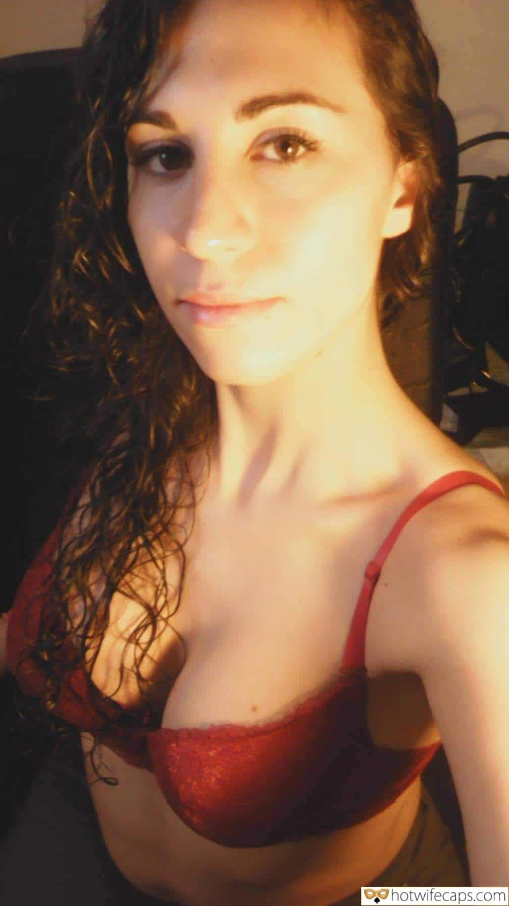 wifesharing submitted by users my favourite make up wife flashing  hotwife caption Bellynda in a red bra