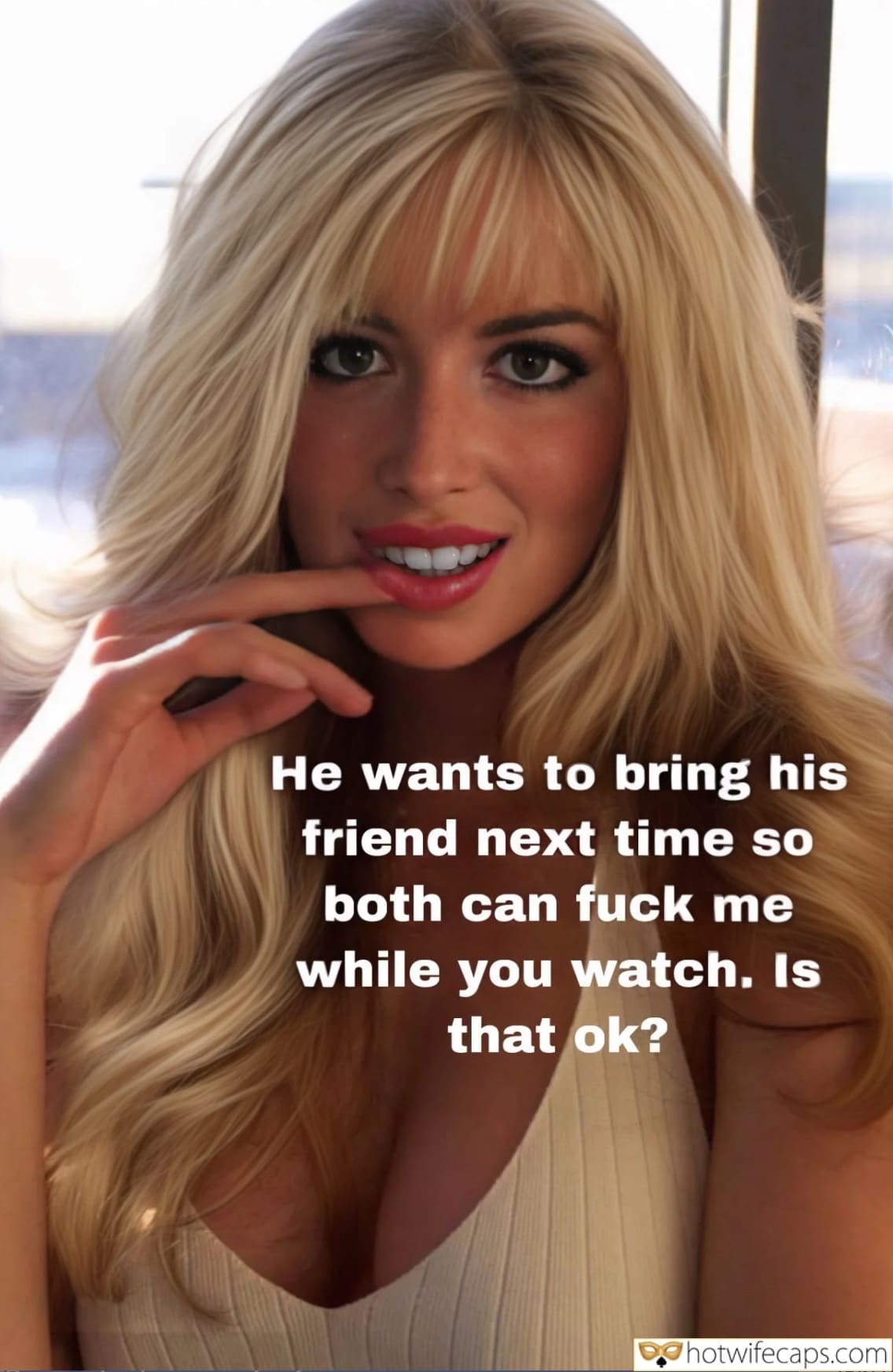 wifesharing cuckold vacation wife threesome submitted by users friends dirty talk  hotwife caption Hot Shared Wife with blondie hair