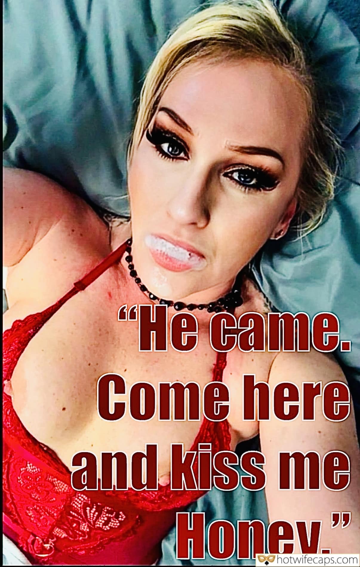 wifesharing submitted by users cuckold humiliation cum dump cuckold stories blowjob  hotwife caption Blondie kittys mouth is full of sperm