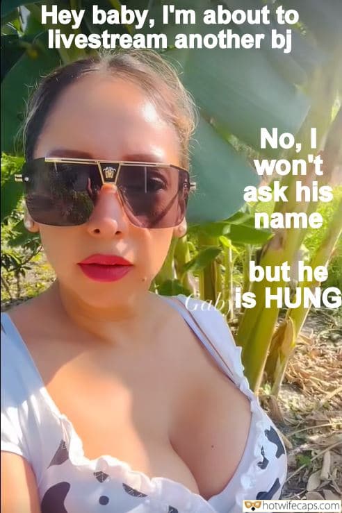 wifesharing submitted by users hotwife cuckold wife exposed blowjob  hotwife caption Girl in sunglasses is flashing her tits