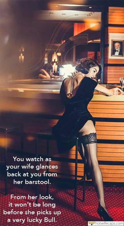 submitted by users wife exposed my favourite make up wife flashing dirty talk  hotwife caption You watch as your wife glances back at you from her barstool