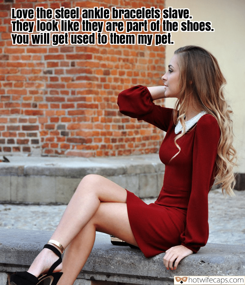 tips texts submitted by users cheating captions cuckold bully cuckold bull hotwife anklet  hotwife caption Love the steel ankle bracelets slave