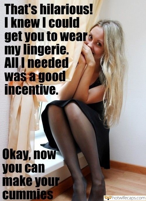 tips texts submitted by users wife flashing  hotwife caption I knew I could get you to wear my lingerie