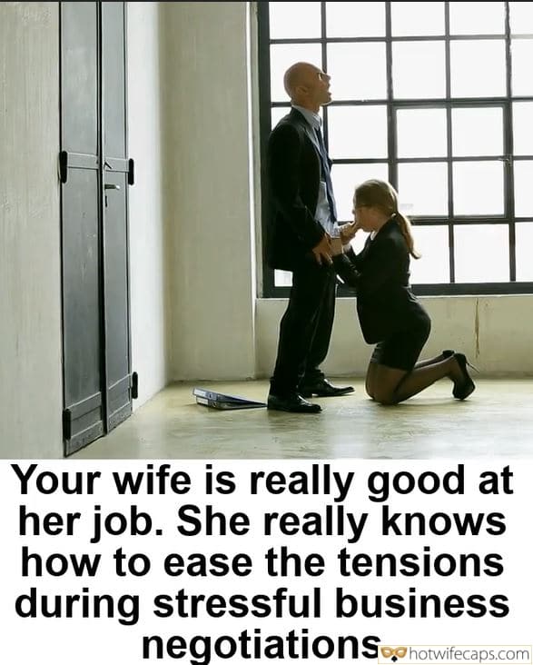 submitted by users hotwife cuckold wife exposed boss cuckold blowjob bigger dick  hotwife caption Your wife is really good at her job