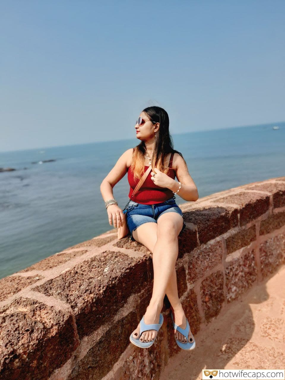 cuckold humiliation make up wife flashing cuckold feet bottomless  hotwife caption Desi hot wife is ready to flash!