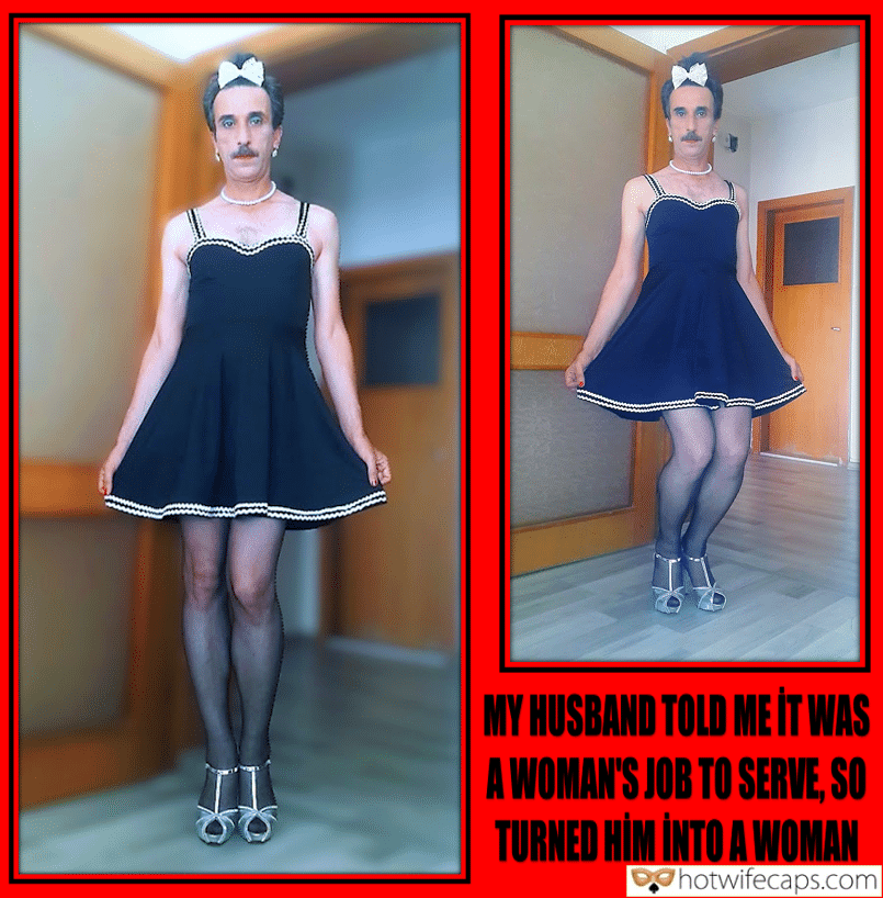 wifesharing tips texts submitted by users my favourite cuckold humiliation femdom cuckold  hotwife caption Here is a maid husband on display