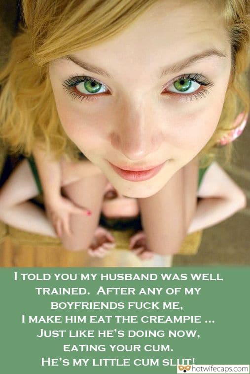 submitted by users my favourite make up wife flashing cuckold bully cuckold bull bottomless  hotwife caption I TOLD YOU MY HUSBAND WAS WELL TRAINED