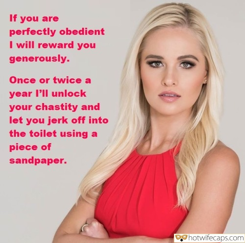 Once or twice a year Ill unlock your chastity and let you jerk off tips texts submitted by users my favourite make up wife flashing femdom cuckold hotwife caption Once or twice a year Ill unlock your chastity and let you jerk off