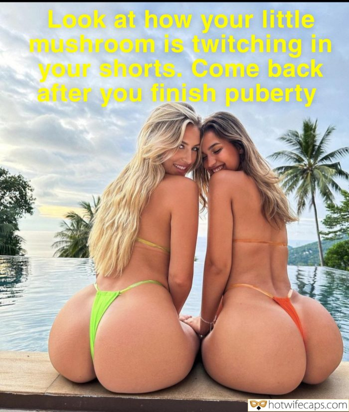 submitted by users my favourite too big cuckold humiliation wife flashing dirty talk hotwife challenge bottomless  hotwife caption Look at how your little mushroom is twitching in Your shorts 