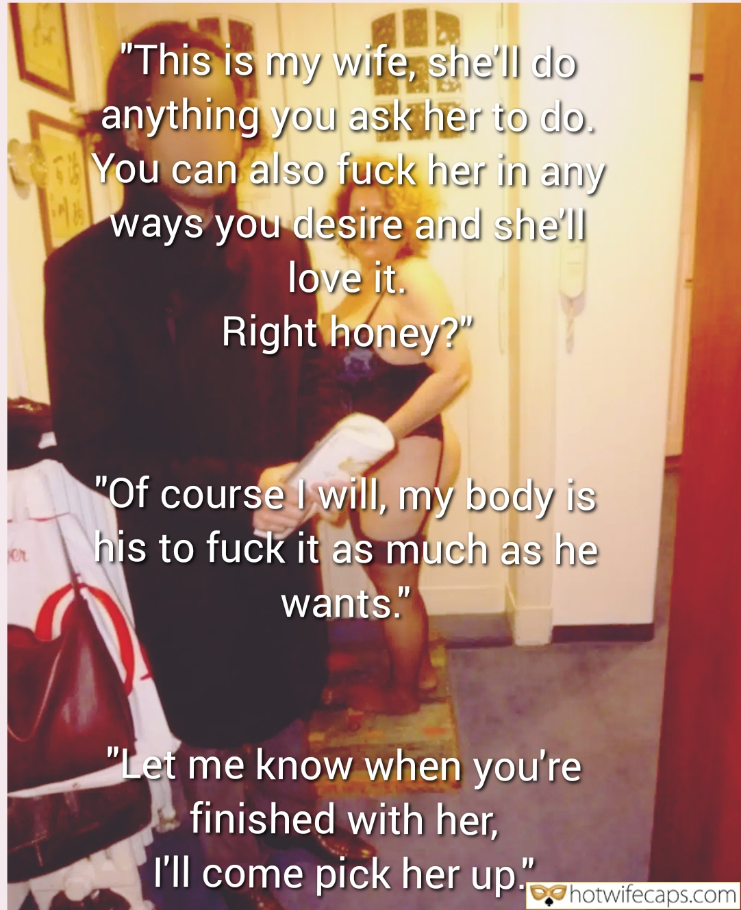 Texts Submitted by Users π₯ Cuckquean Cuckold Stories Bull hotwife caption: I stand there, watching as my wife kneels before another man, her body barely covered by a scrap of lingerie. The room is warm, the lighting soft, casting a golden glow over her exposed thighs. Her voice is steady as...