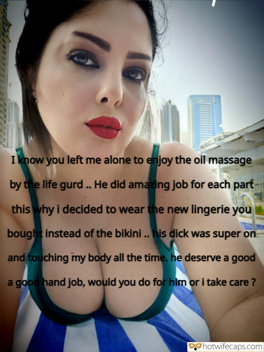 Wife Sharing Vacation Submitted by Users 🔥 Public Humiliation Cuckold Stories hotwife caption: Hotwife receives intimate massage from lifeguard, exploring boundaries and desires in a public setting. Power dynamics shift as she considers sharing th... City Pool Encounter: Hotwife’s Public Massage Adventure