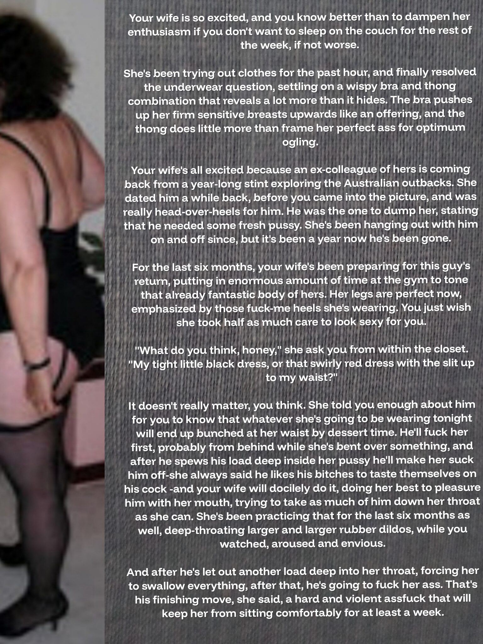 tips texts submitted by users my favourite cuckold humiliation make up wife flashing  hotwife caption My Husbands Jealousy as I Prepare for My Exs Return 