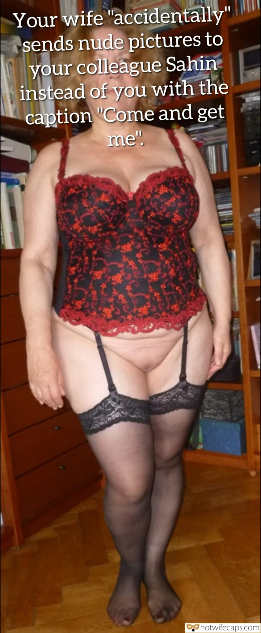 my favourite  hotwife caption Her Mistaken Message: When the Wrong Man Got the Nudes 