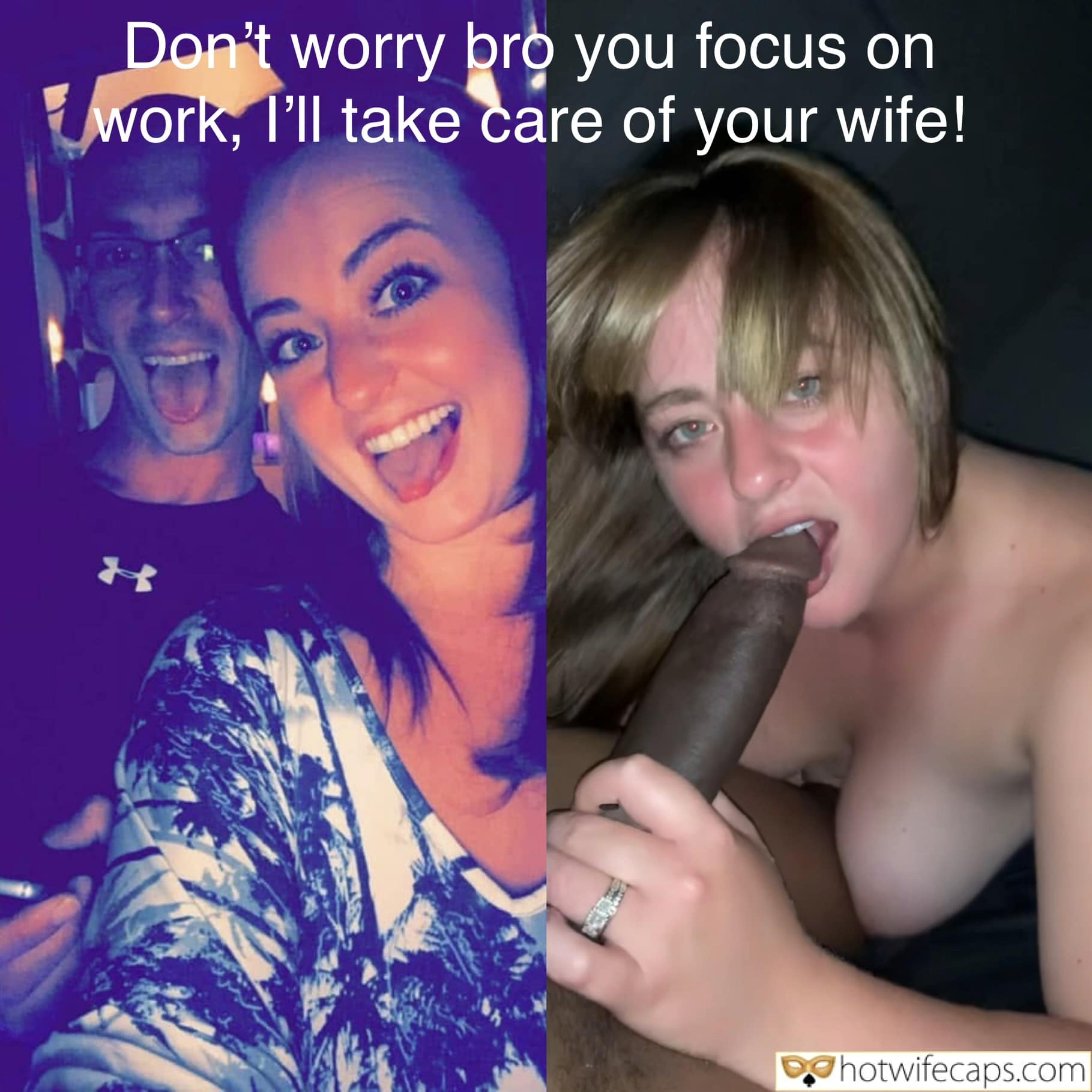 submitted by users cheating captions blowjob bigger dick bbc cuckold captions  hotwife caption When Hubbies Are Away, Wives Play!
