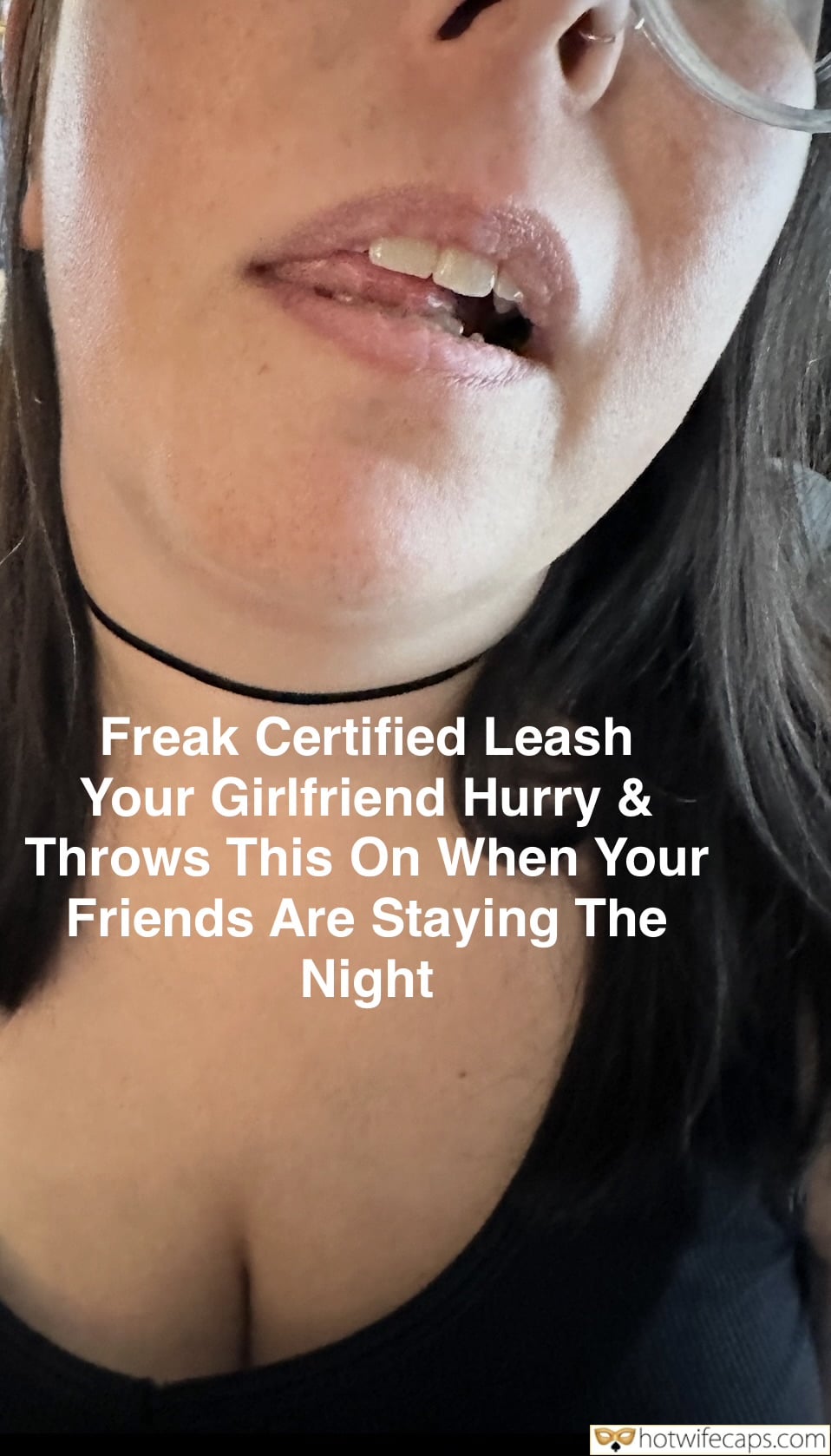 Threesome Submitted by Users 🔥 Humiliation Group Sex Getting Ready Friends Flashing Cheating Bull hotwife caption: Hotwife dynamics explored through intimate power play and subtle signals. Choker and glasses hint at submission and control in a group setting. Anticipation and Submission: The Unspoken Rules of a Hotwife’s Night