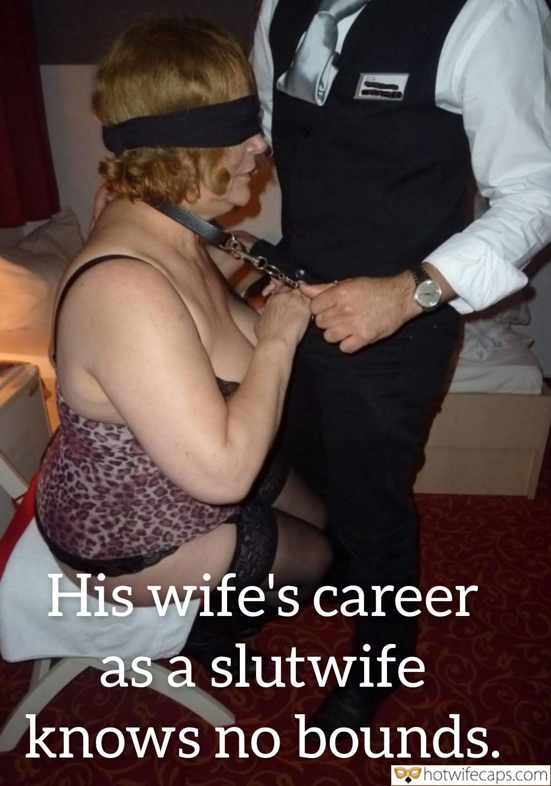 wifesharing submitted by users cuckold stories cuckold bull  hotwife caption Bound and Blindfolded: Her Slutwife Career Knows No Limits 