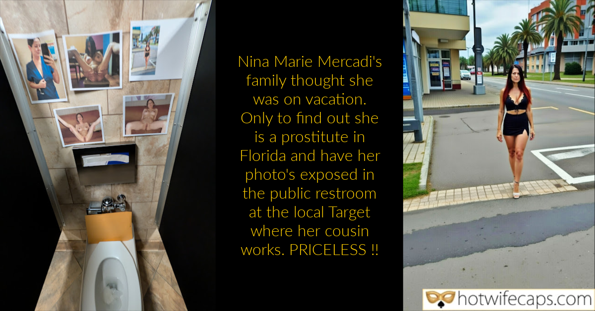 Vacation Submitted by Users 🔥 Public Humiliation hotwife caption: Nina Marie Mercadi's explicit photos exposed in Target restroom reveal her secret life as a prostitute, contrasting public humiliation with private vulnerabi... Target Restroom: Exposed Secrets