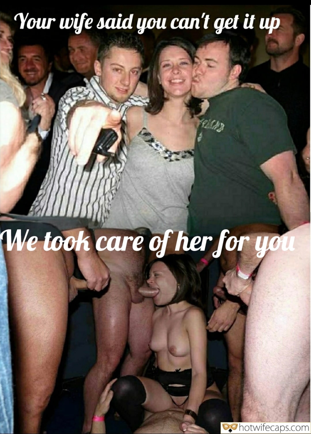 Wife Sharing Threesome Submitted by Users 🔥 Impregnation Group Sex Cuckold Stories Creampie Cheating Blowjob hotwife caption: A party scene with a wife as the center of attention, surrounded by playful, semi-clothed individuals. Text overlays hint at intimate encounters and fulfillm... Did My Wife Really Enjoy the Party Without Me?