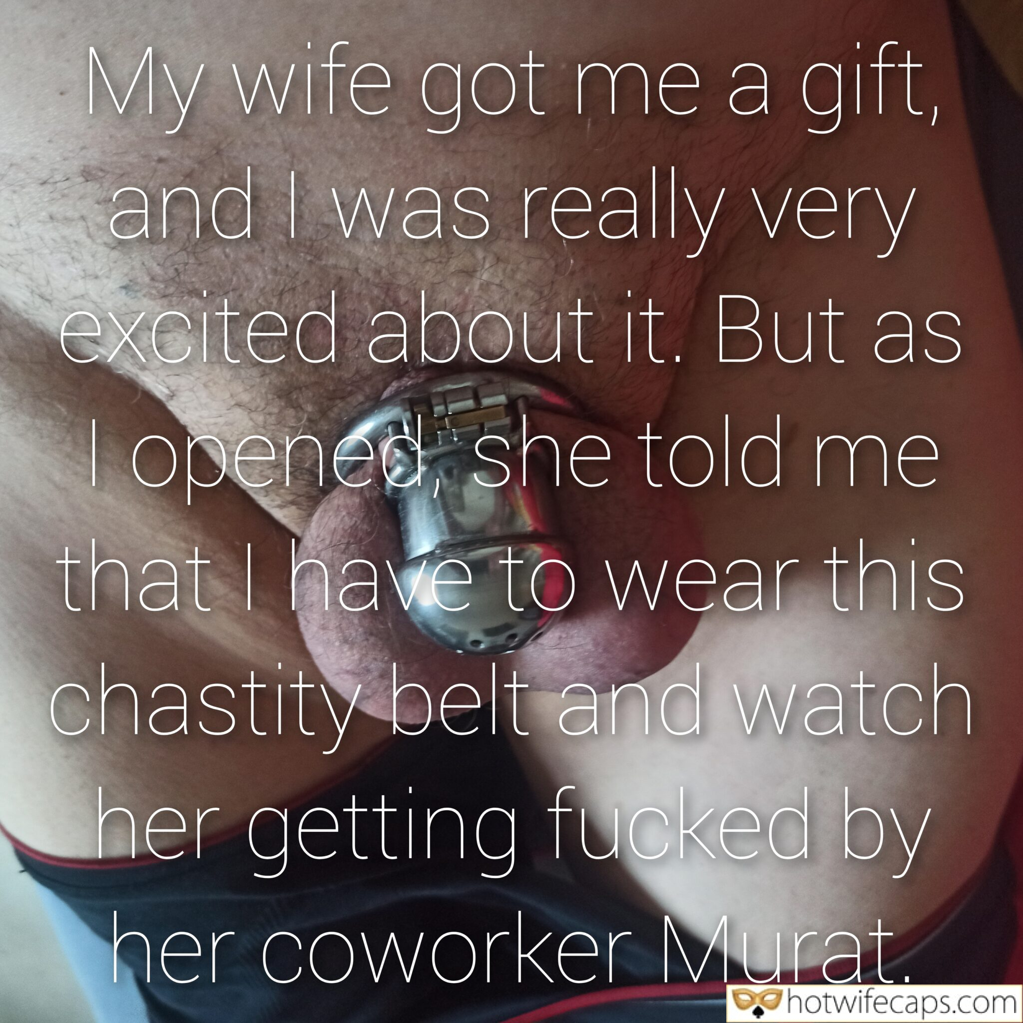Wife Sharing Submitted by Users 🔥 Cuckold Stories Chastity Bull hotwife caption: A bedroom setting where a husband wears a chastity belt while his wife entertains a coworker, exploring themes of submission and voyeurism. A Friday Night of Unexpected Surprises